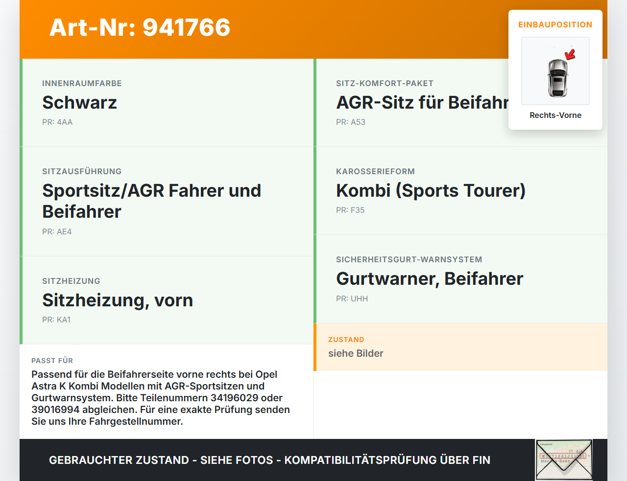 Opel Astra K 15-21 Kombi Gurtschloss Rechts Vorne Opel Astra K 15-21 04.11.2019 34196029 39016994 gebraucht Vorschau 3