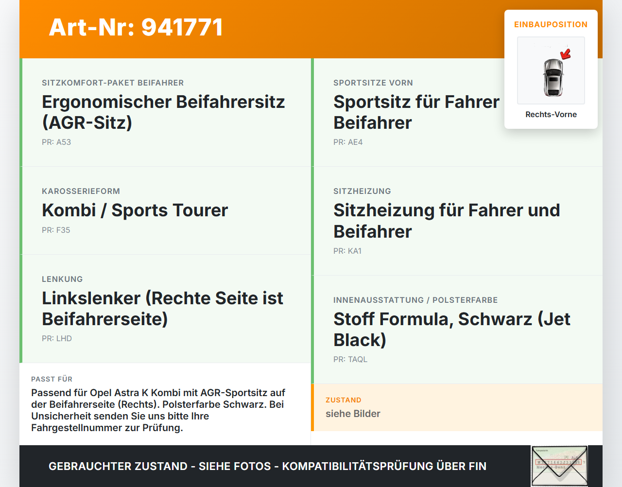 Opel Astra K 15-21 Kombi Schalter Sitzverstellung Höhe Rechts Vorne Opel Astra K 15-21 04.11.2019 13282592... Vorschau 3