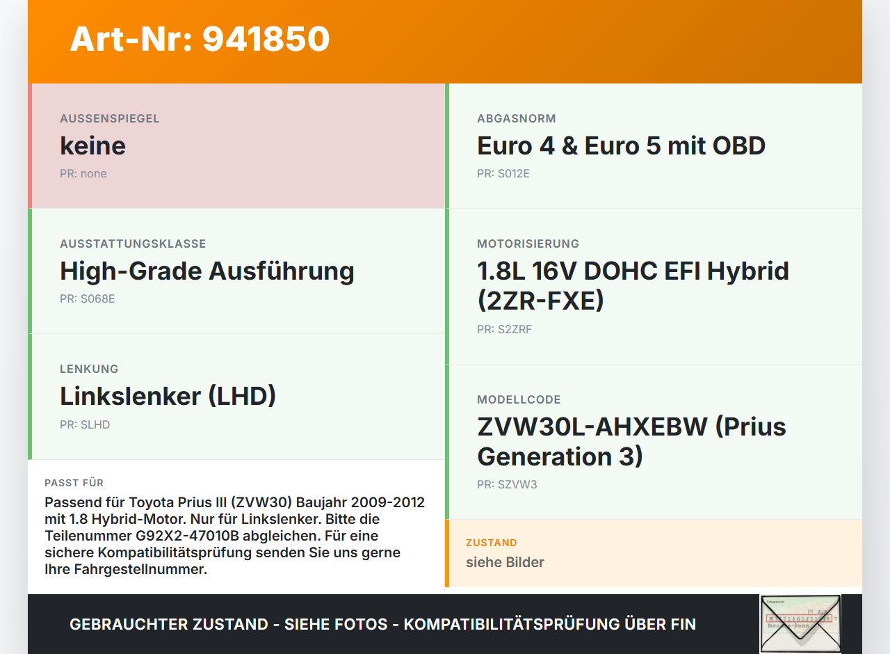Toyota Prius W3 III 09-12 Kabelbaum für Batterie HV Toyota Prius W3 III 09-12 01.10.2011 G92X2-47010B gebraucht Vorschau 3