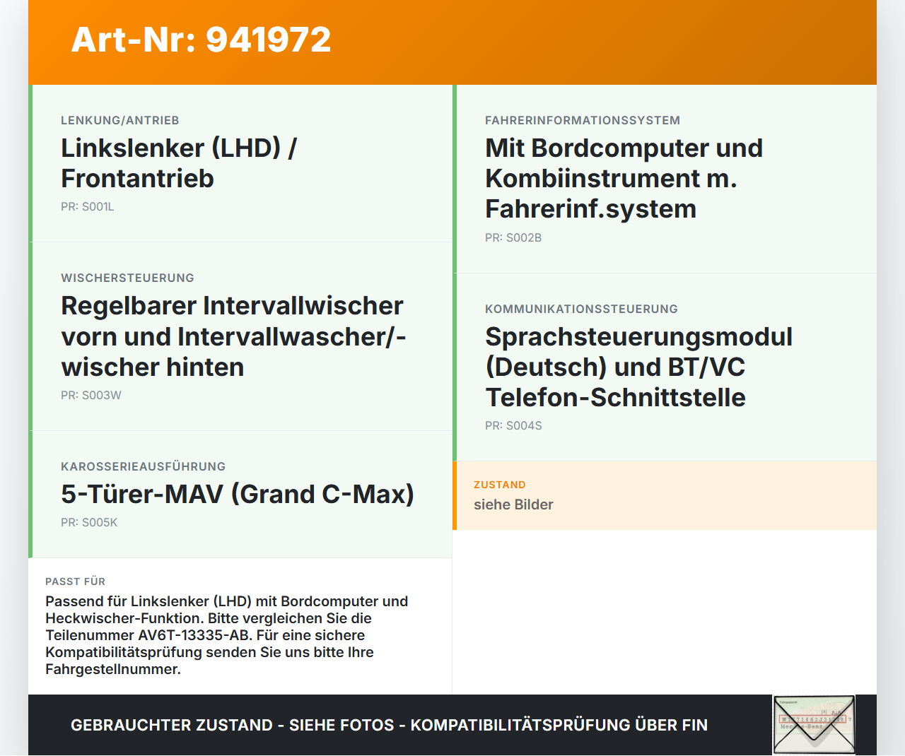 Ford Grand C-Max II 10-15 Blinkerschalter Lenkstockschalter Blinker Ford Grand C-Max II 10-15 22.05.2012... Vorschau 3