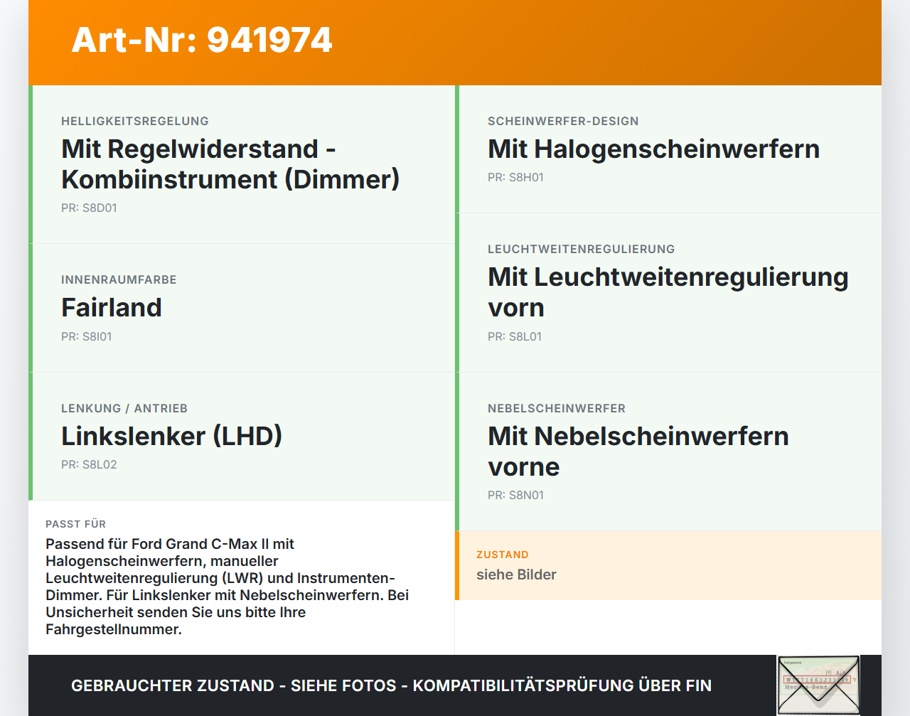 Ford Grand C-Max II 10-15 Lichtschalter Schalter LWR Dimmer Ford Grand C-Max II 10-15 22.05.2012 AV6T-13A024-AB... Vorschau 3