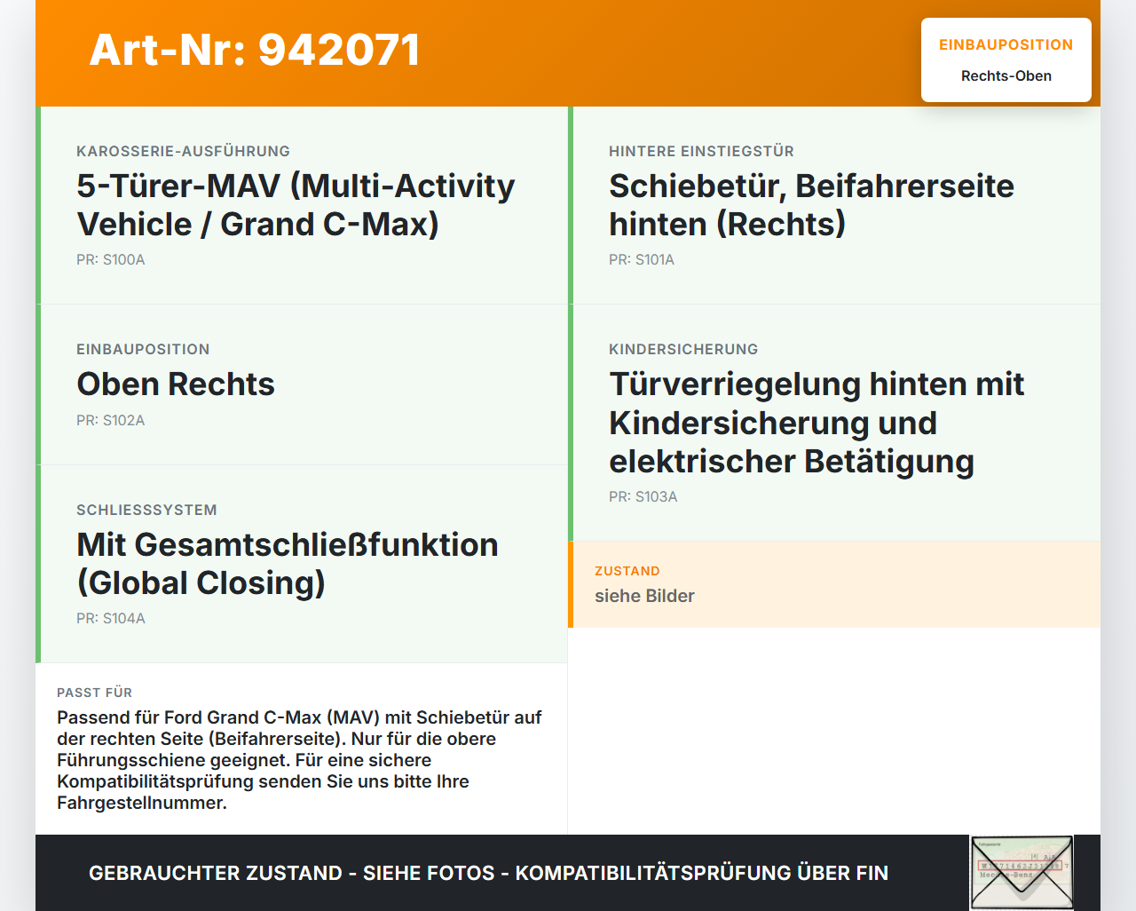 Ford Grand C-Max II 10-15 Führungsrolle für Schiebetür Rechts Oben Ford Grand C-Max II 10-15 22.05.2012... Vorschau 3