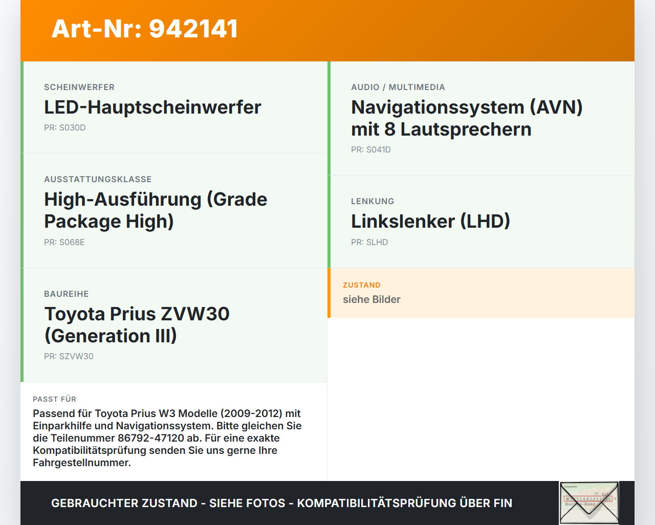 Toyota Prius W3 III 09-12 Steuergerät SG für Einparkhilfe Toyota Prius W3 III 09-12 01.10.2011 8679247120... Vorschau 3