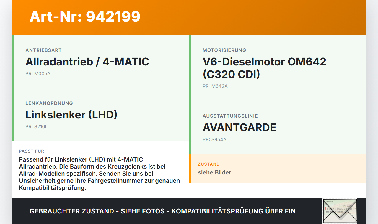 Mercedes S204 W204 C320 07-14 Lenkungsteil Kreuzgelenk Mercedes S204 W204 C320 07-14 07.02.2008 A2044620178 gebraucht Vorschau 3