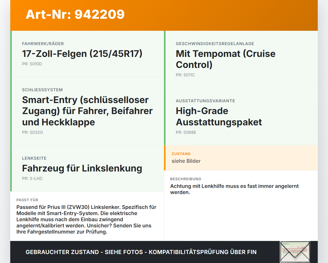 Toyota Prius W3 III 09-12 Lenkhilfe elektr. an Lenksäule Toyota Prius W3 III 09-12 01.10.2011 80960-47070... Vorschau 3