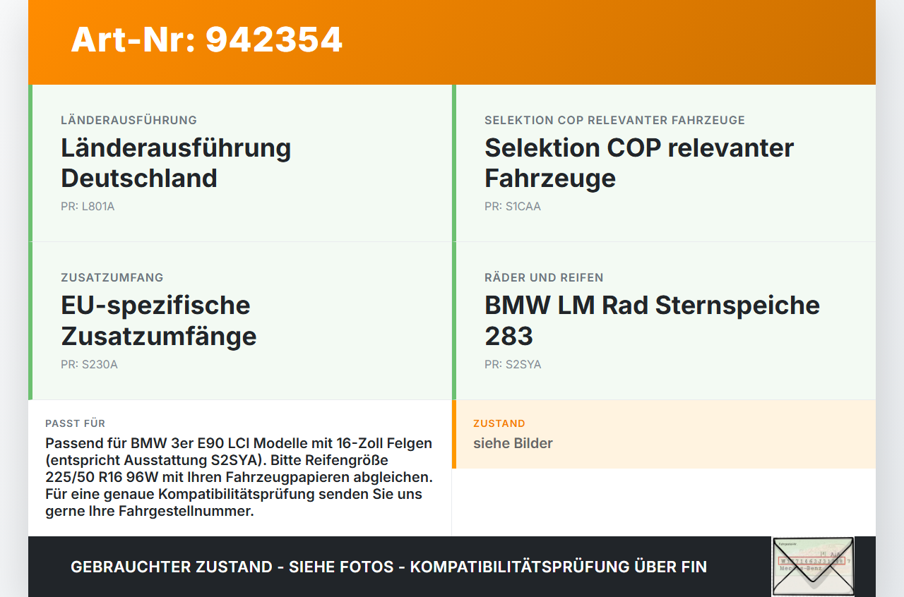 BMW E90 325i 09-13 2x Reifen Sommerreifen Falken 225/50R16 96W 5.6-6.2mm BMW E90 325i 09-13 16.09.2011 gebraucht Vorschau 3