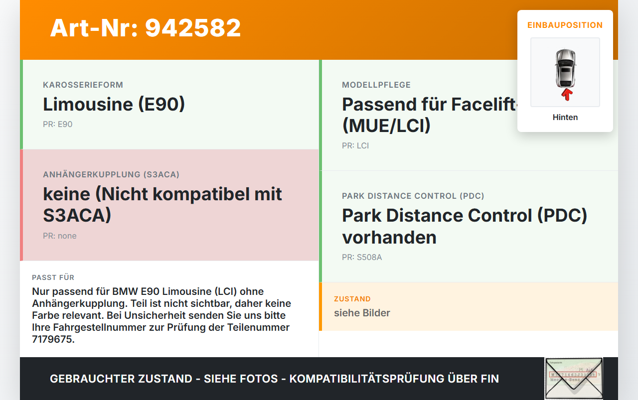 BMW E90 325i 09-13 Stoßstangenträger Stoßfängerträger Träger Querträger Hinten BMW E90 325i 09-13 16.09.2011... Vorschau 3