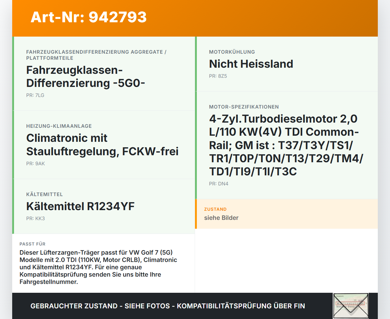 VW Golf 7 VII 5G 12-17 TDI 2,0 110KW Träger Verkleidung für Lüfter Lüfterzarge VW Golf 7 VII 5G 12-17 05.01.2017... Vorschau 3