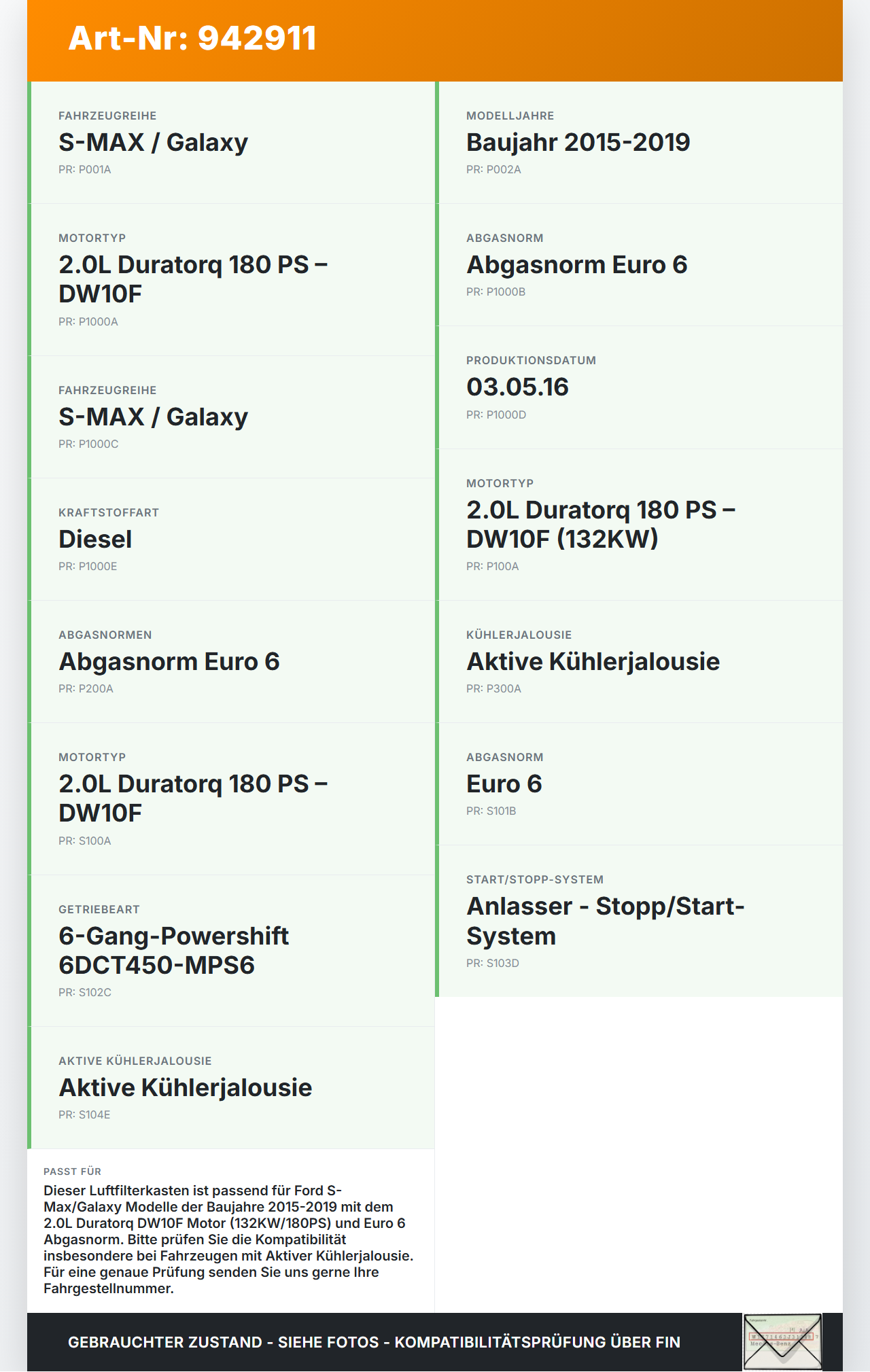 Ford S-Max 15-19 HDi 2,0 132KW Luftfilterkasten Ford S-Max 15-19 03.05.2016 DS73-9C662-KH gebraucht Vorschau 3