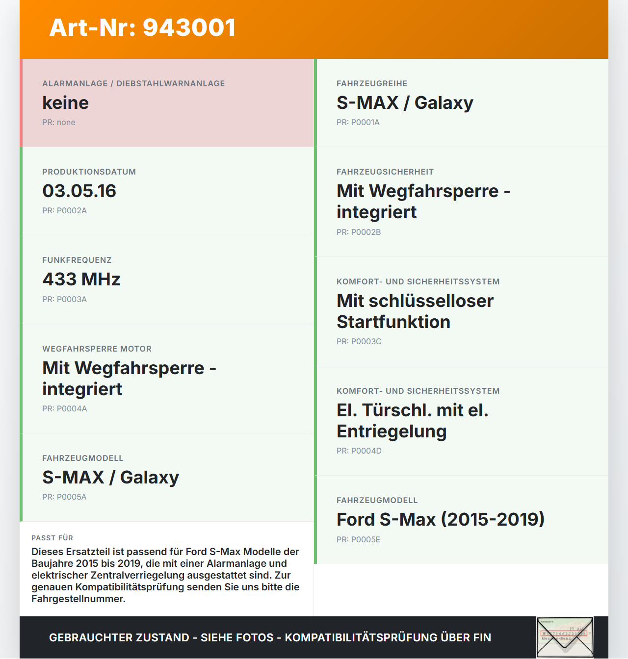 Ford S-Max 15-19 Alarmanlage Alarm Summer Sirene Ford S-Max 15-19 03.05.2016 gebraucht Vorschau 3