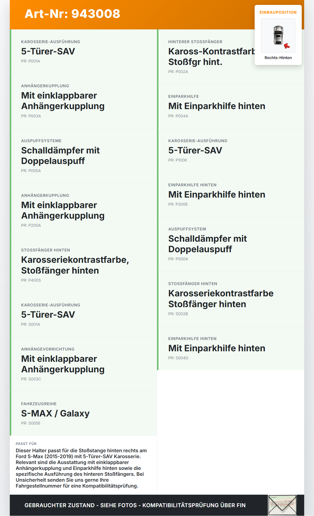 Ford S-Max 15-19 Halter Träger Aufnahme Führung für Stoßstange Rechts Hinten Ford S-Max 15-19 03.05.2016... Vorschau 3