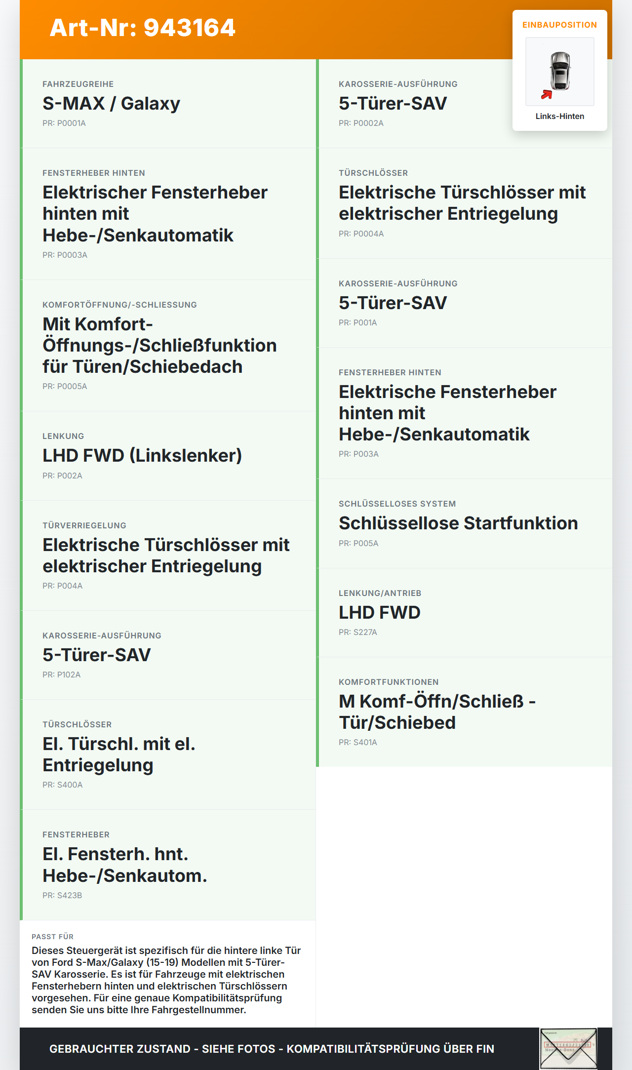 Ford S-Max 15-19 Steuergerät ECU Modul DCU Tür SG Links Hinten Ford S-Max 15-19 03.05.2016 DG9T-14B534-CB... Vorschau 3