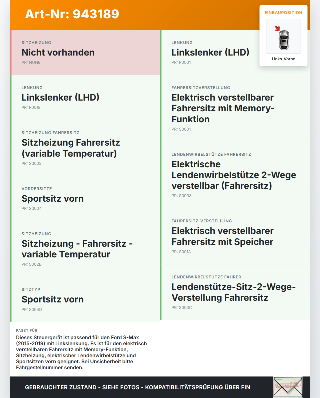 Ford S-Max 15-19 Steuergerät ECU Modul Sitzsteuergerät SG Links Vorne Ford S-Max 15-19 03.05.2016 DS7T-14C708-CA... Vorschau 3