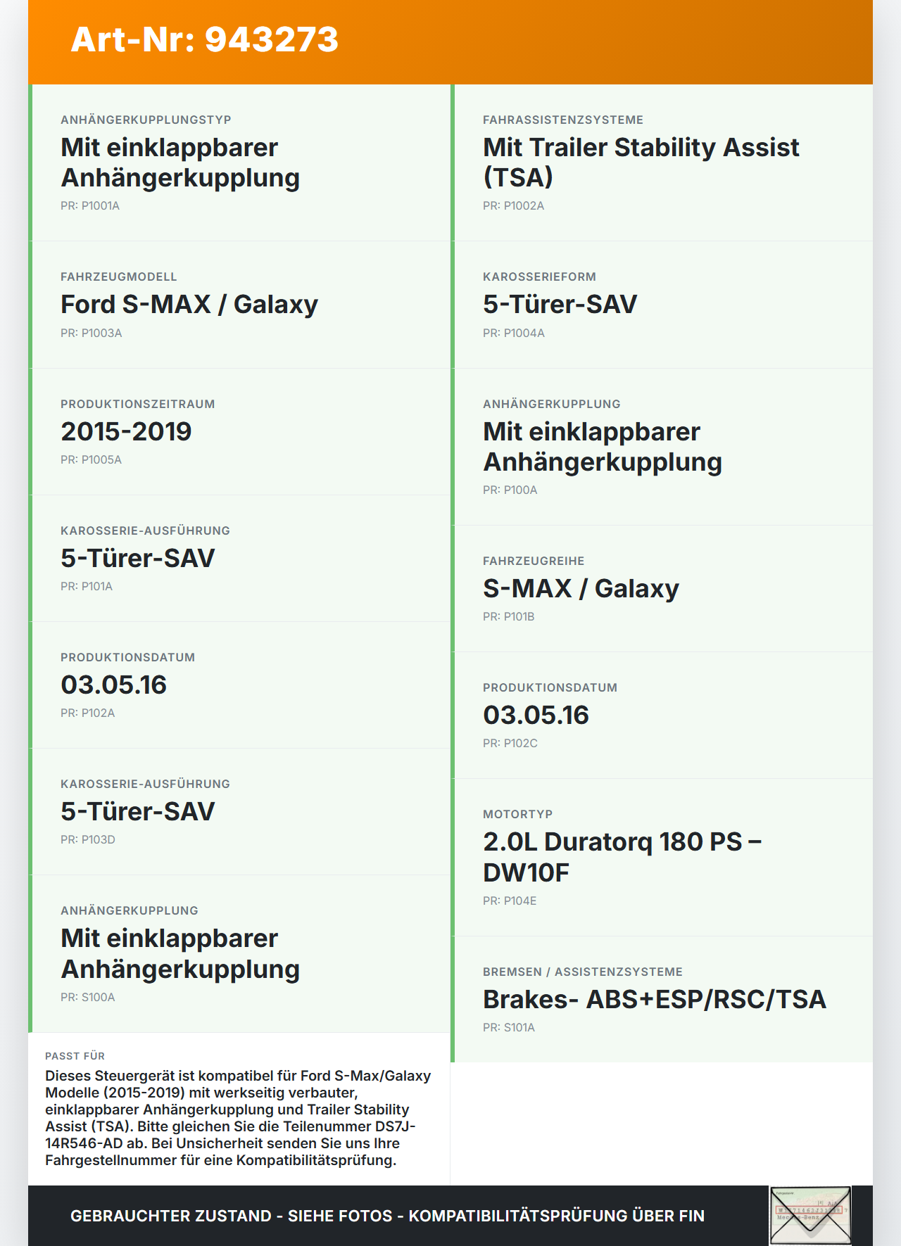 Ford S-Max 15-19 Steuergerät ECU Modul SG für Anhängerkupplung Ford S-Max 15-19 03.05.2016 DS7J-14F546-AF... Vorschau 3