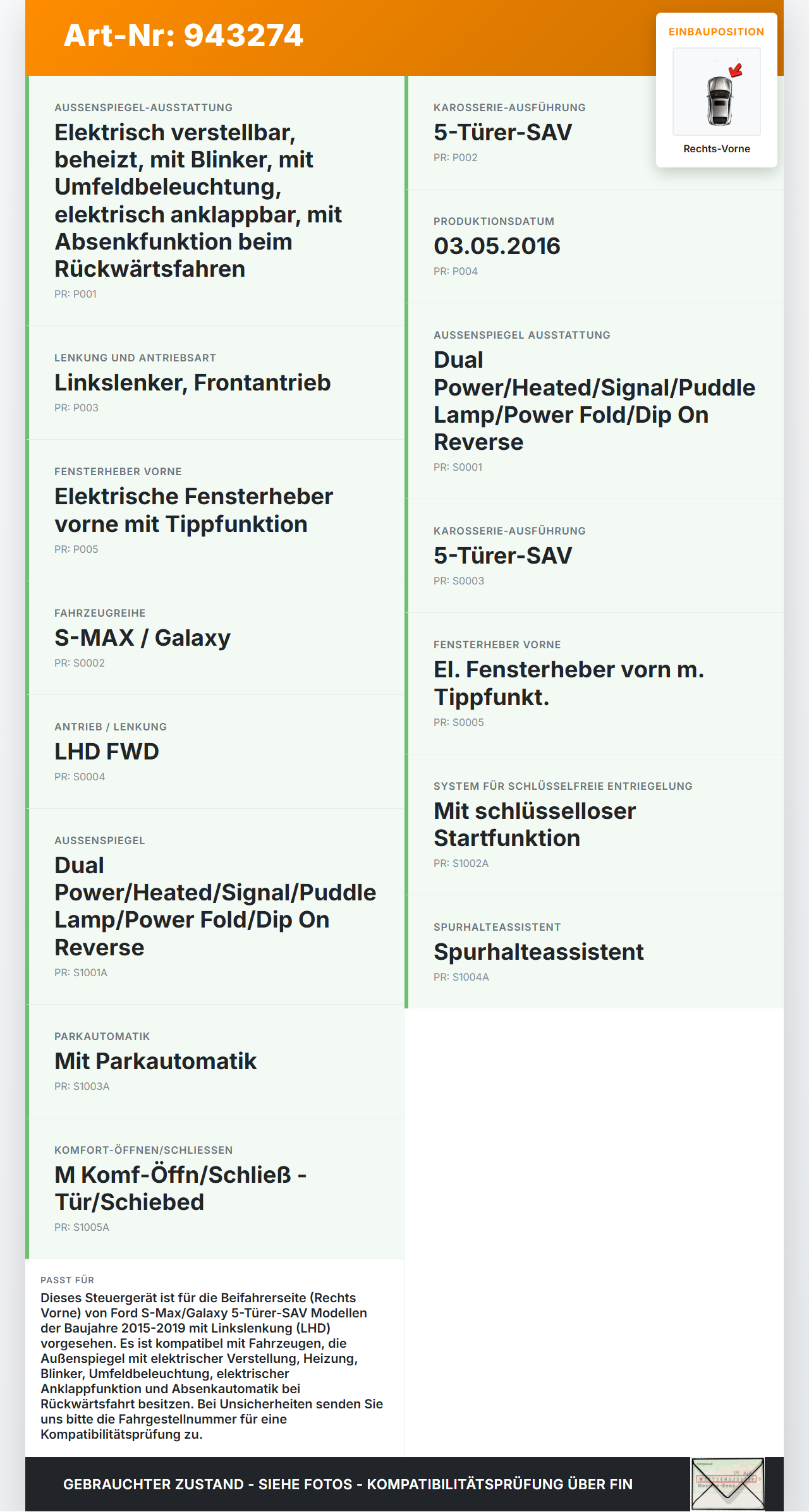 Ford S-Max 15-19 Steuergerät ECU Modul SG für Karosseriesteuergerät Rechts Vorne Ford S-Max 15-19 03.05.2016... Vorschau 3