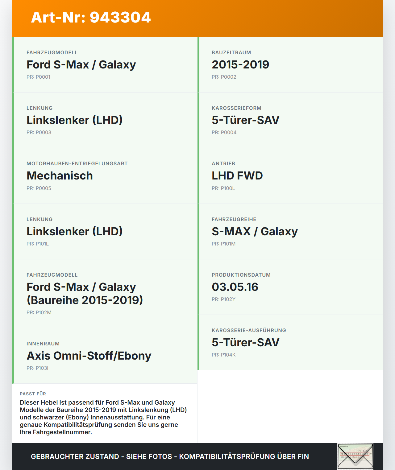 Ford S-Max 15-19 Hebel Entriegelung für Motorhaube Ford S-Max 15-19 03.05.2016 EM2B-16A770-BB gebraucht Vorschau 3