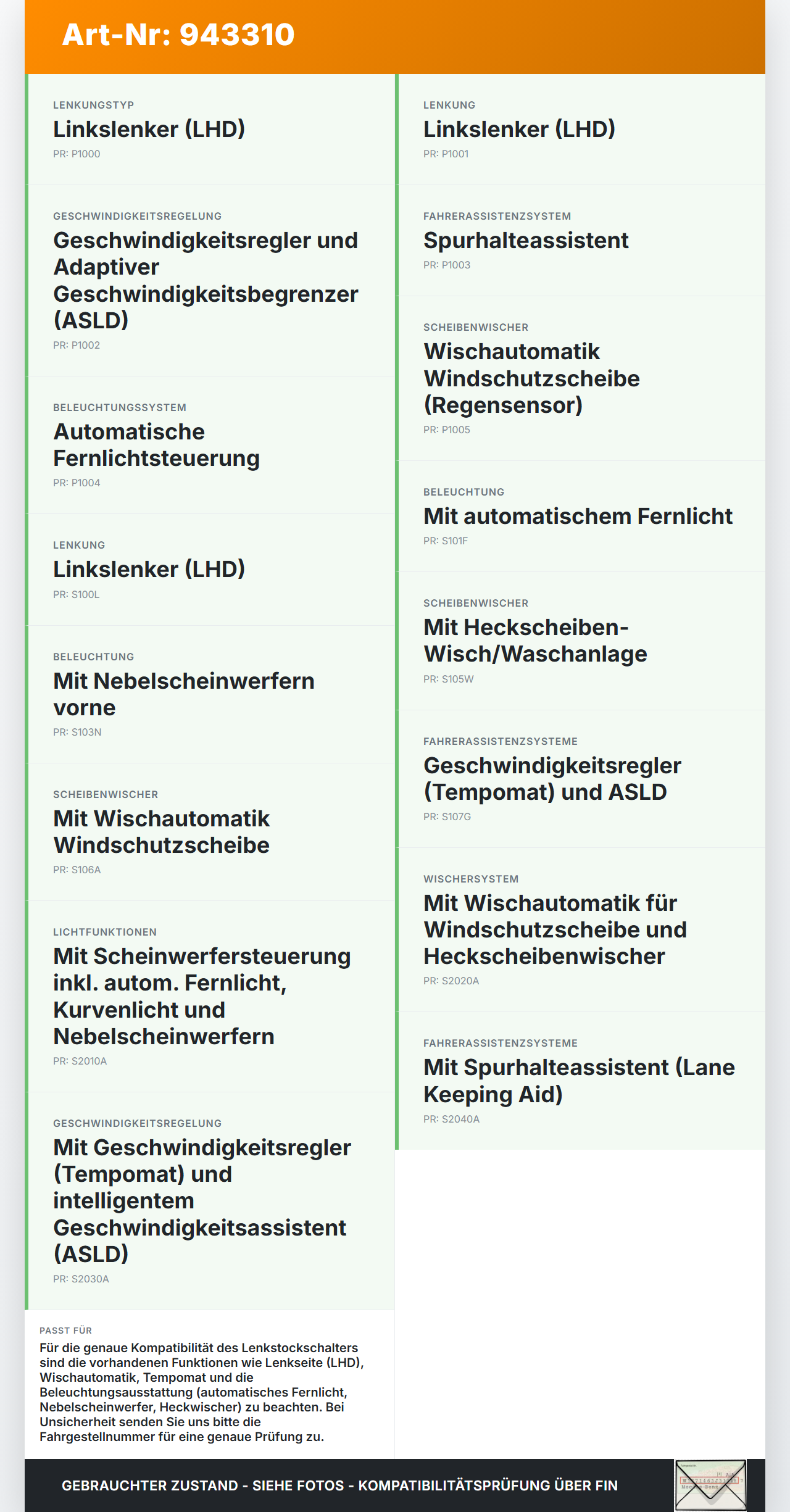 Ford S-Max 15-19 Schalter Lenkstockschalter Ford S-Max 15-19 03.05.2016 DG9T-17A553-DDW 13806401F gebraucht Vorschau 3