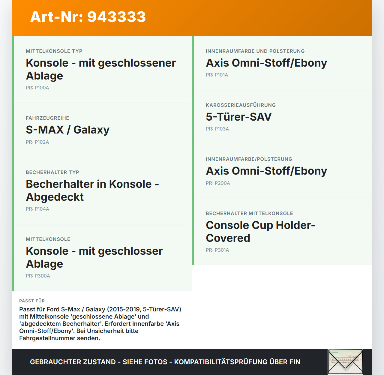 Ford S-Max 15-19 Ablagefach Staufach Fach für Mittelkonsole Ford S-Max 15-19 03.05.2016 EM2B-R045P04-AA3JA gebraucht Vorschau 3