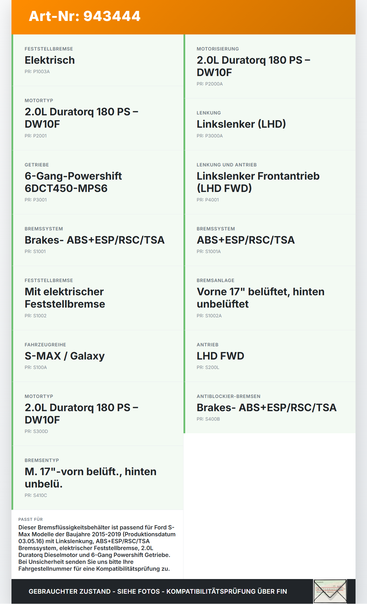 Ford S-Max 15-19 Bremsflüssigkeitsbehälter Behälter Ford S-Max 15-19 03.05.2016 gebraucht Vorschau 3