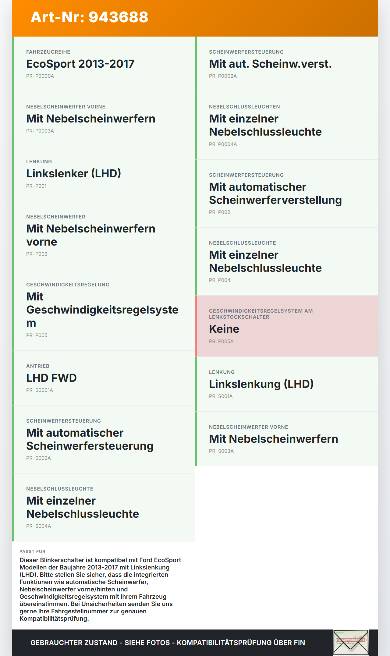 Ford EcoSport 12-22 Blinkerschalter Lenkstockschalter Blinker Ford EcoSport 12-22 06.09.2016 8A6T-17A553-AC... Vorschau 3