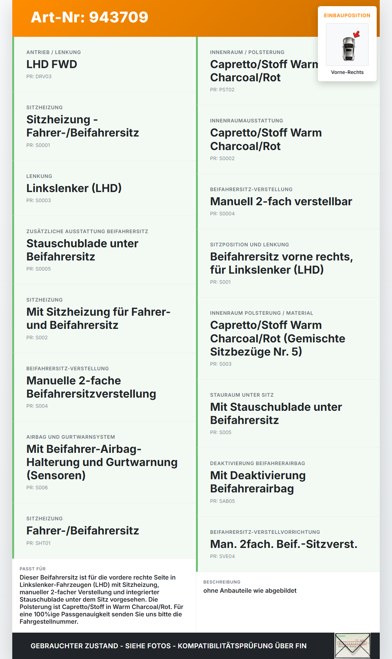 Ford EcoSport 12-22  Beheizt Sitz Beifahrersitz Vorne Rechts Ford EcoSport 12-22 06.09.2016 001678859P 615365N0051C... Vorschau 3