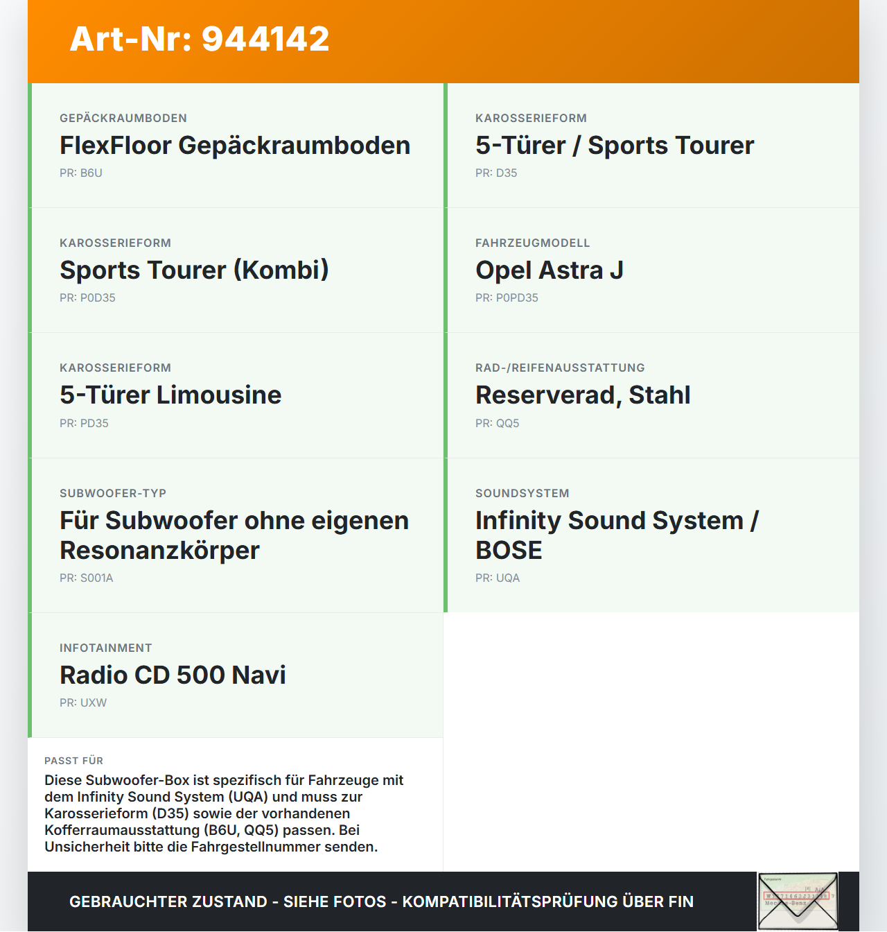 Opel Astra J 09-12 Lautsprecher Box für Subwoofer ohne Resonanzkörper Opel Astra J 09-12 31.03.2011 gebraucht Vorschau 3