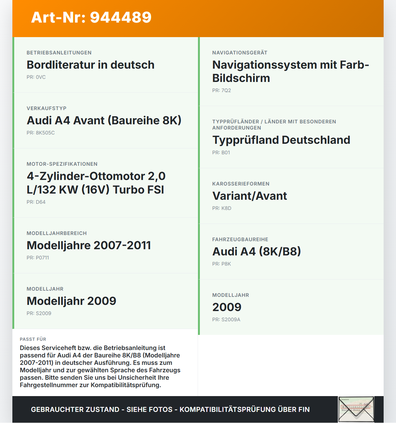 Audi A4 8K B8 07-11 Serviceheft Betriebsanleitung Anleitung Bordmappe Audi A4 8K B8 07-11 29.10.2009 109778-9195... Vorschau 3