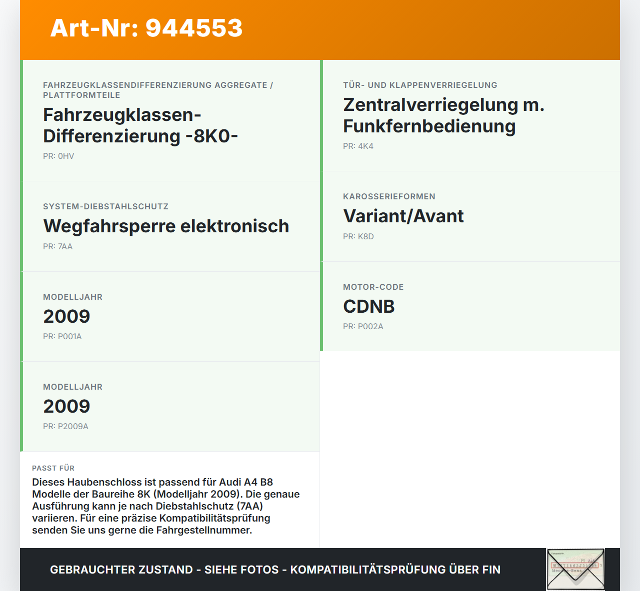 Audi A4 8K B8 07-11 Haubenschloss Motorhaubenschloss Schloss Audi A4 8K B8 07-11 29.10.2009 8K0823509F gebraucht Vorschau 3