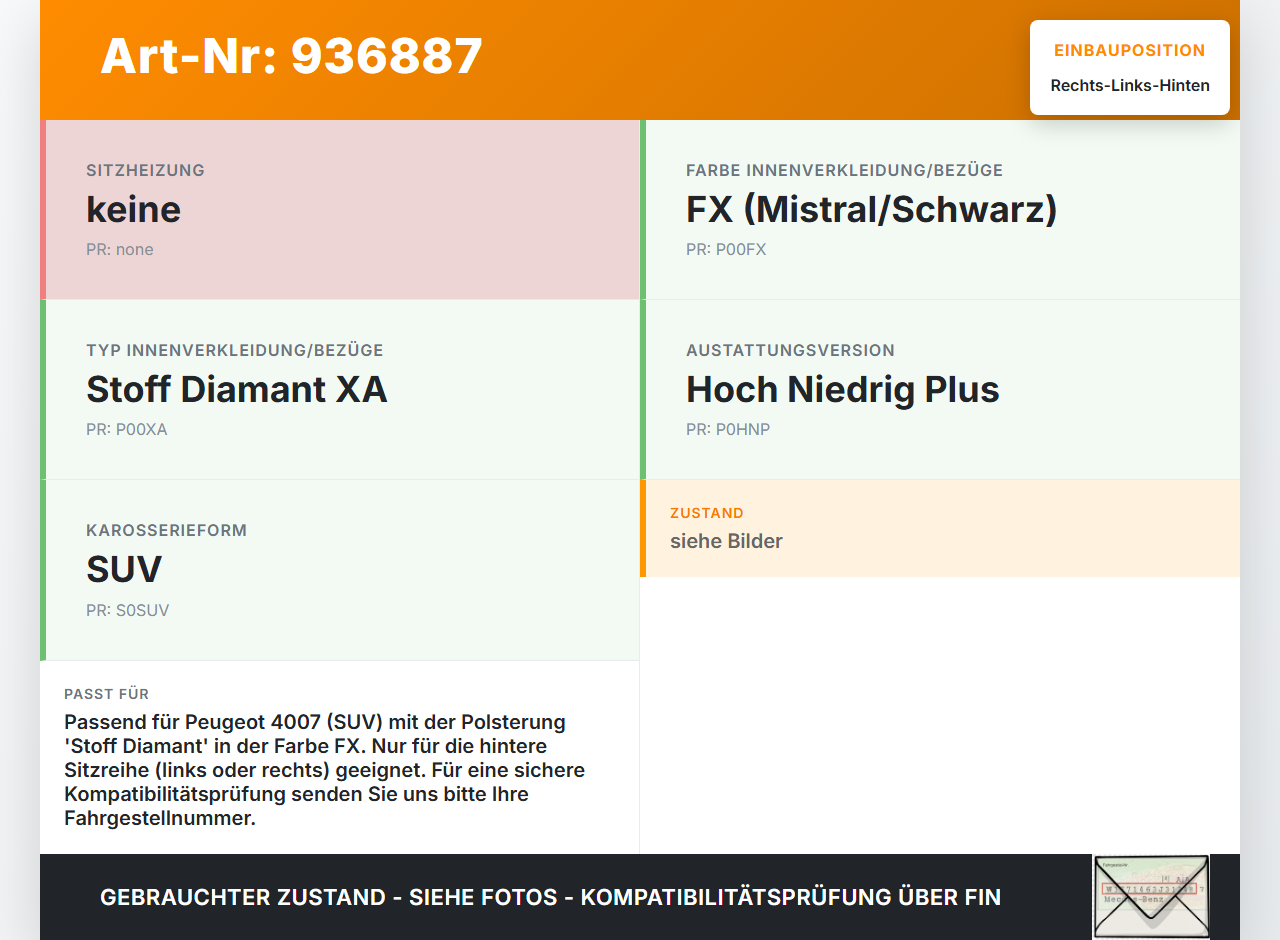Peugeot 4007 07-12 Kopfstütze Rechts oder Links Hinten Peugeot 4007 07-12 09.05.2012 gebraucht Vorschau 3