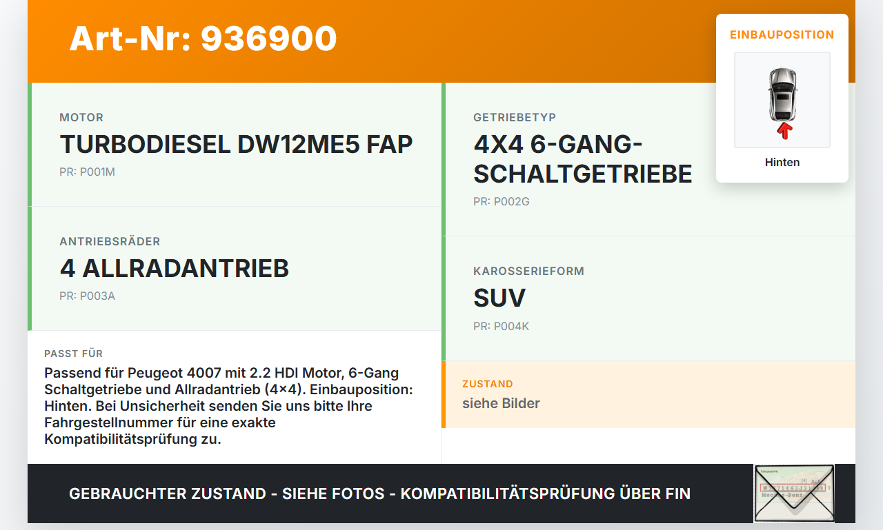 Peugeot 4007 07-12 HDI 2,2 115KW Getriebehalter Lager für Getriebe Hinten Peugeot 4007 07-12 09.05.2012 gebraucht Vorschau 3