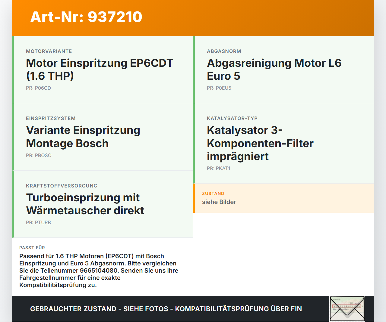 Peugeot 308 I CC 11-15 16V 1,6 115KW Lambdasonde Vorkat Peugeot 308 I CC 11-15 31.07.2013 1618HC 9665104080 gebraucht Vorschau 3
