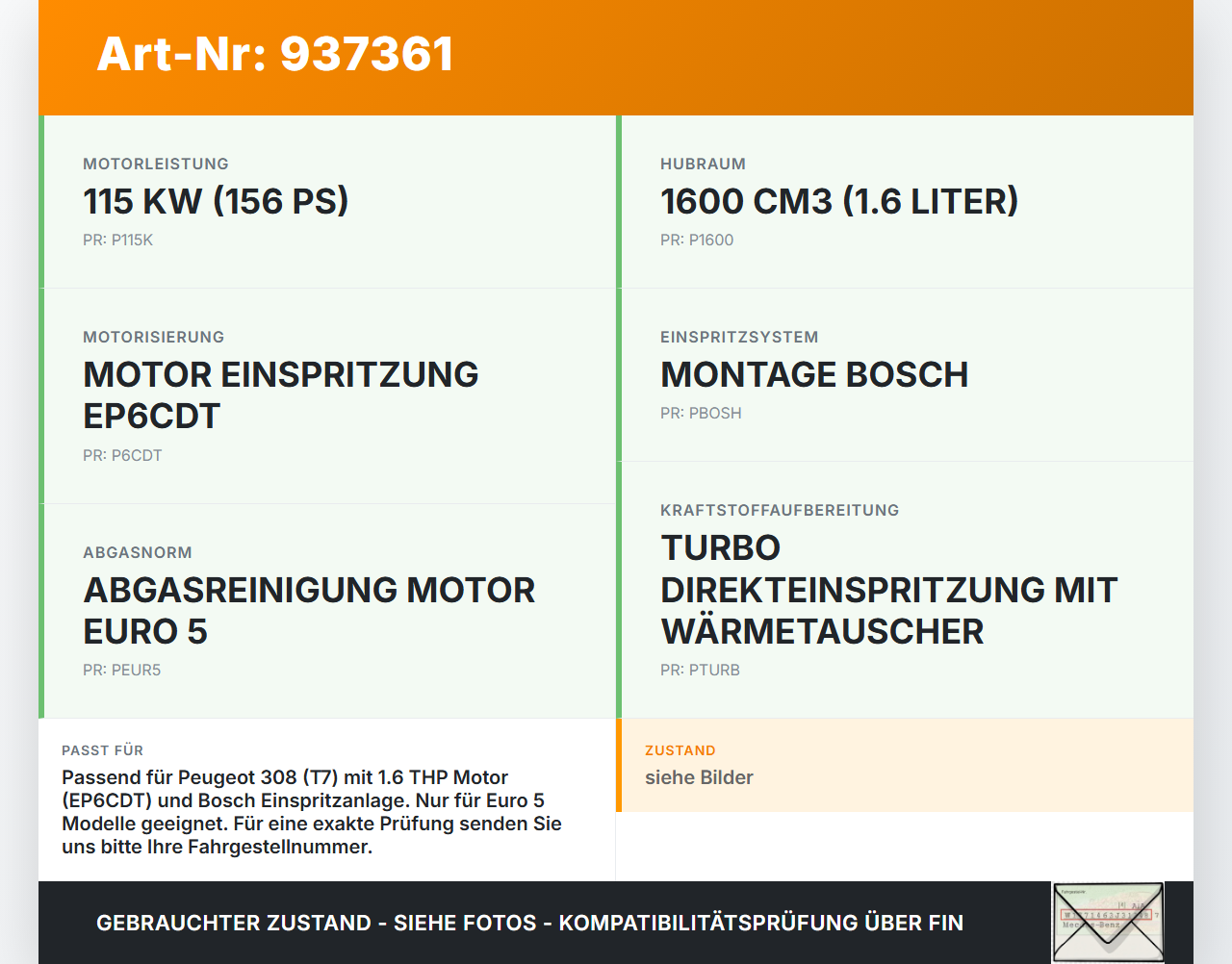 Peugeot 308 I CC 11-15 16V 1,6 115KW Injektor Einspritzdüse Zyl.1 Peugeot 308 I CC 11-15 31.07.2013 gebraucht Vorschau 3
