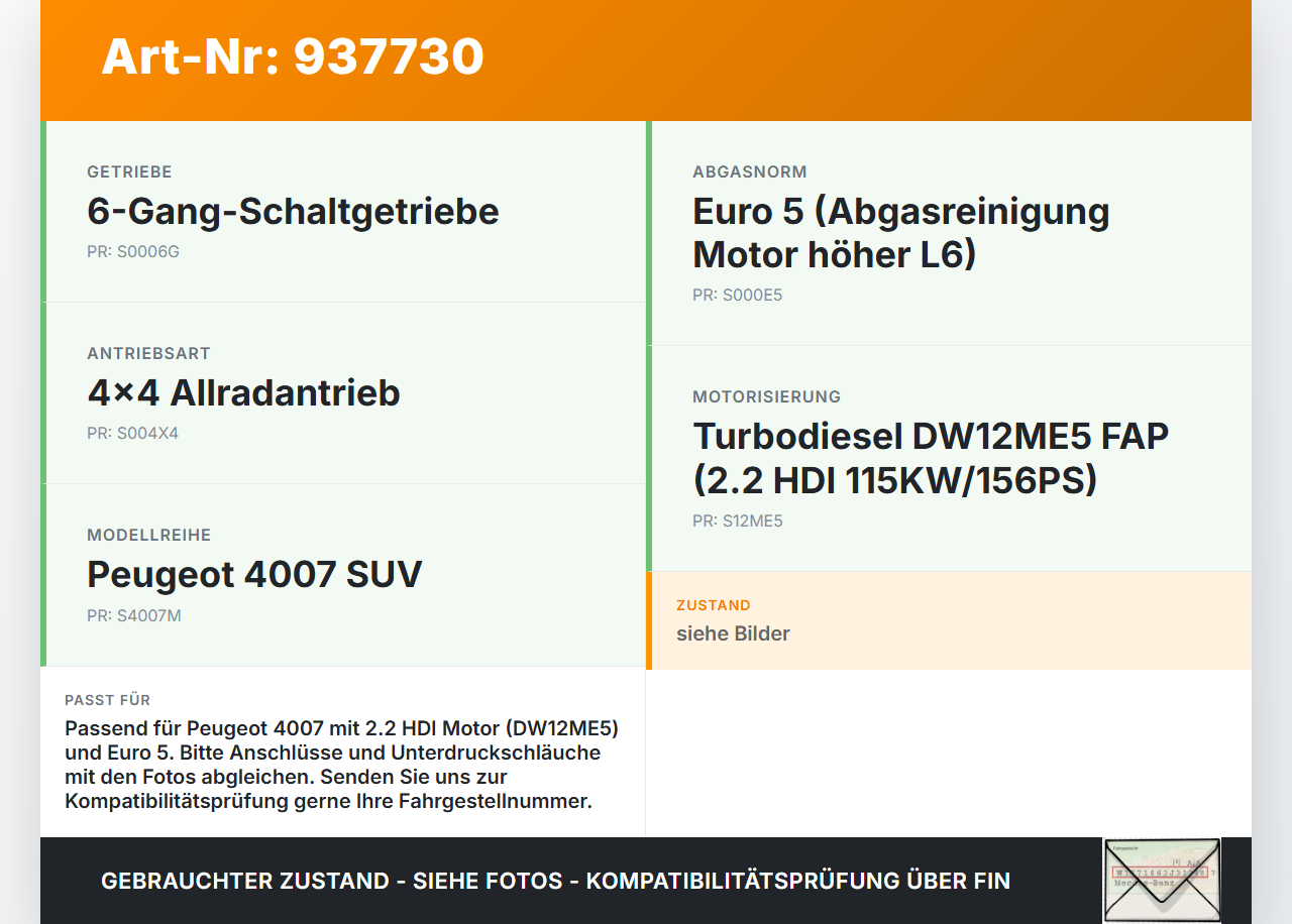 Peugeot 4007 07-12 HDI 2,2 115KW Magnetventil Unterdruckventil Peugeot 4007 07-12 09.05.2012 1618JC gebraucht Vorschau 3