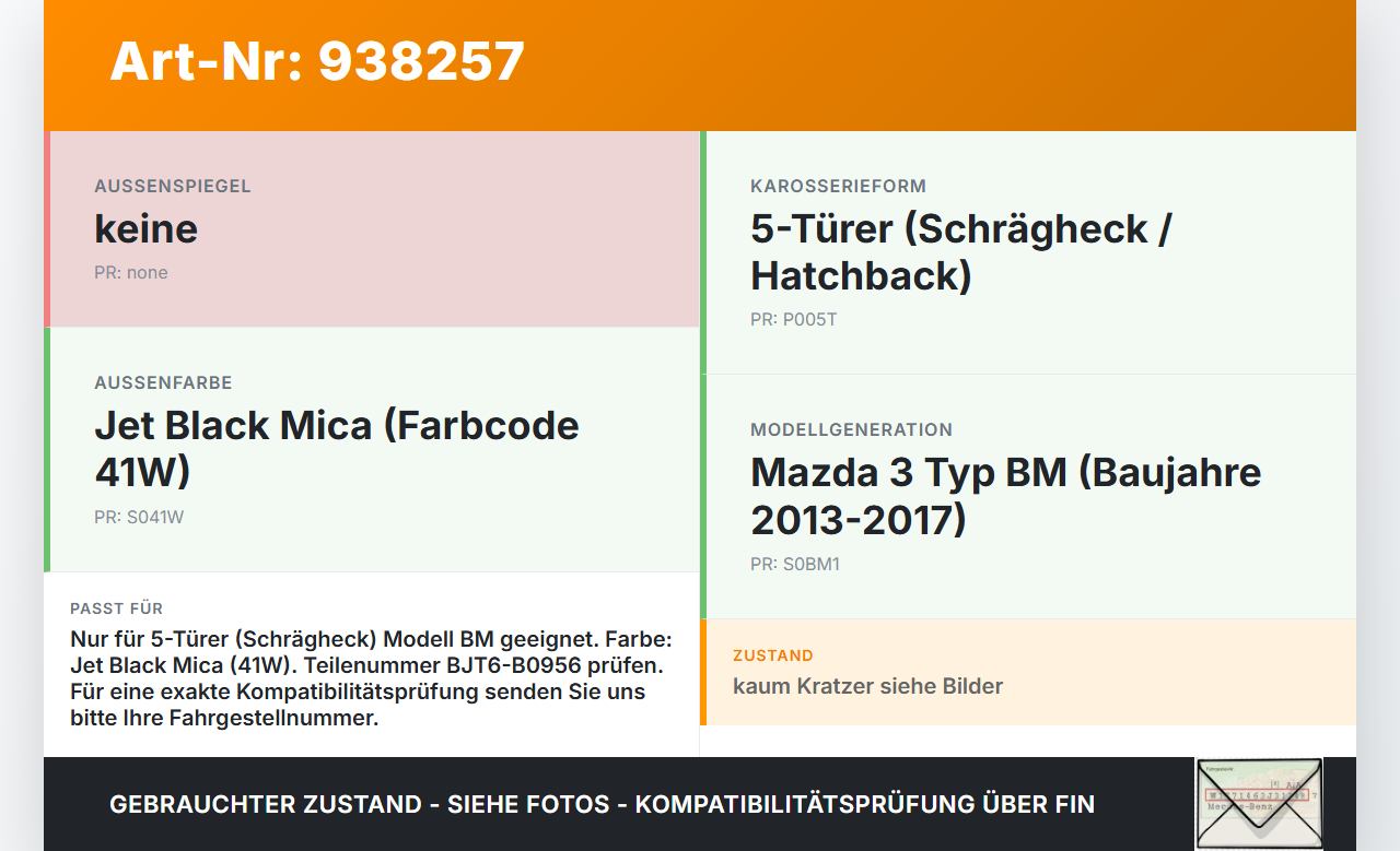 Mazda 3 BM 13-17 5T Spoiler für Heckklappe 41W Mazda 3 BM 13-17 18.09.2015 BJT6-B0956 gebraucht Vorschau 3