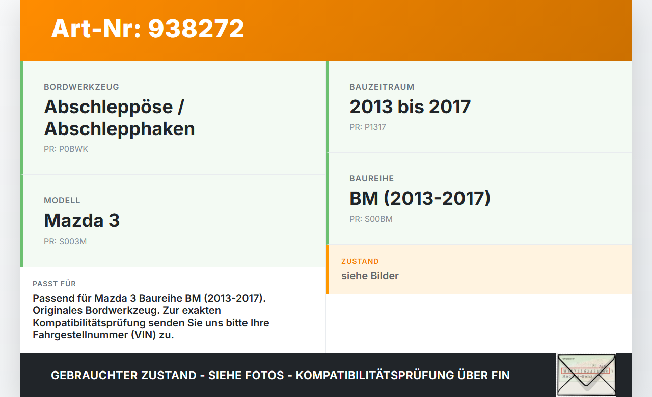 Mazda 3 BM 13-17 Abschleppöse Abschlepphaken Mazda 3 BM 13-17 18.09.2015 gebraucht Vorschau 3