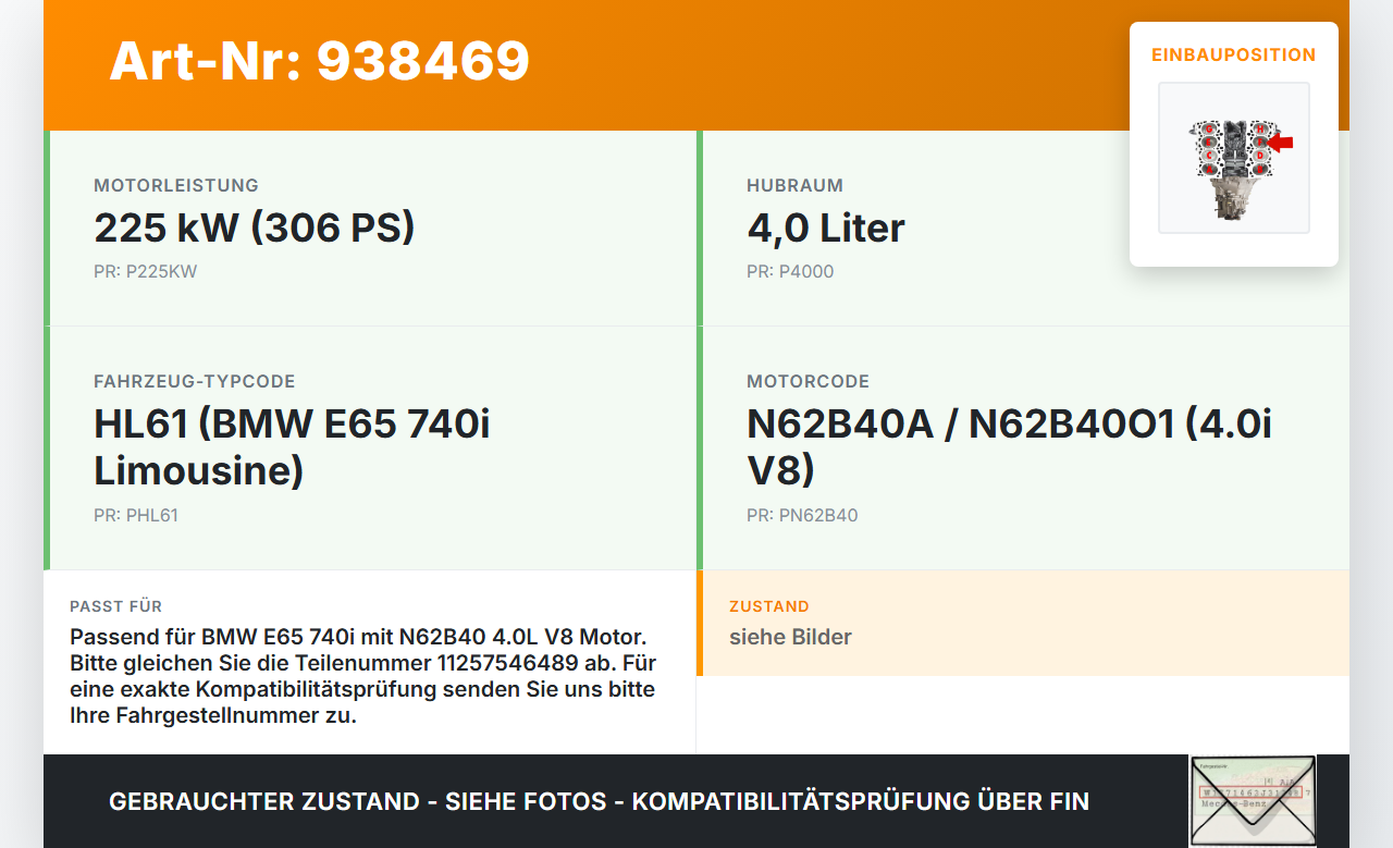BMW E65 740i 05-08  4,0i 225KW N62B40A Kolben mit Pleuel Pos F BMW E65 740i 05-08 15.10.2007 1125-7546489 7546489... Vorschau 3