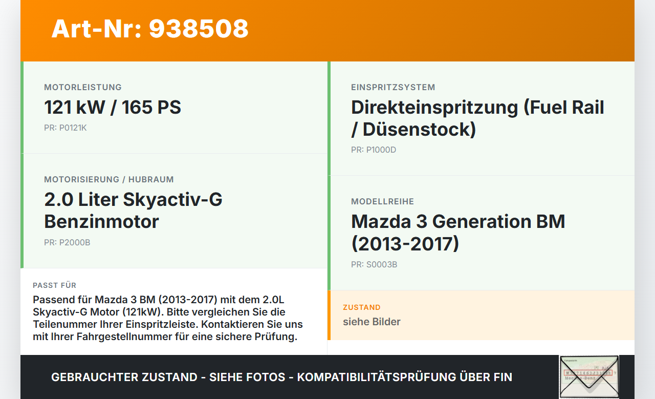 Mazda 3 BM 13-17 2,0 121KW Einspritzleiste Düsenstock für Einspritzanlage Mazda 3 BM 13-17 18.09.2015 gebraucht Vorschau 3