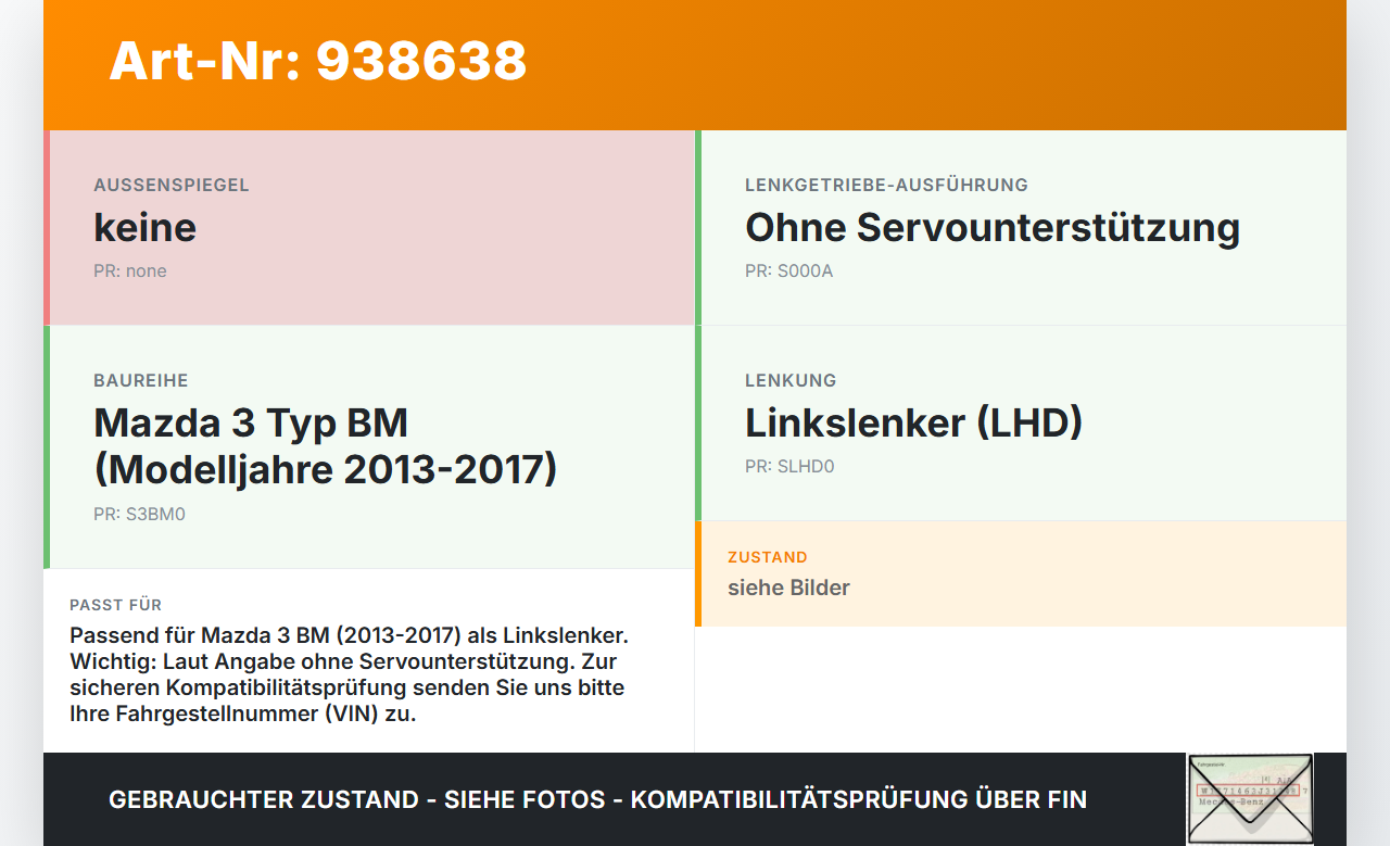 Mazda 3 BM 13-17 Lenkgetriebe ohne Servolenkung Mazda 3 BM 13-17 18.09.2015 gebraucht Vorschau 3