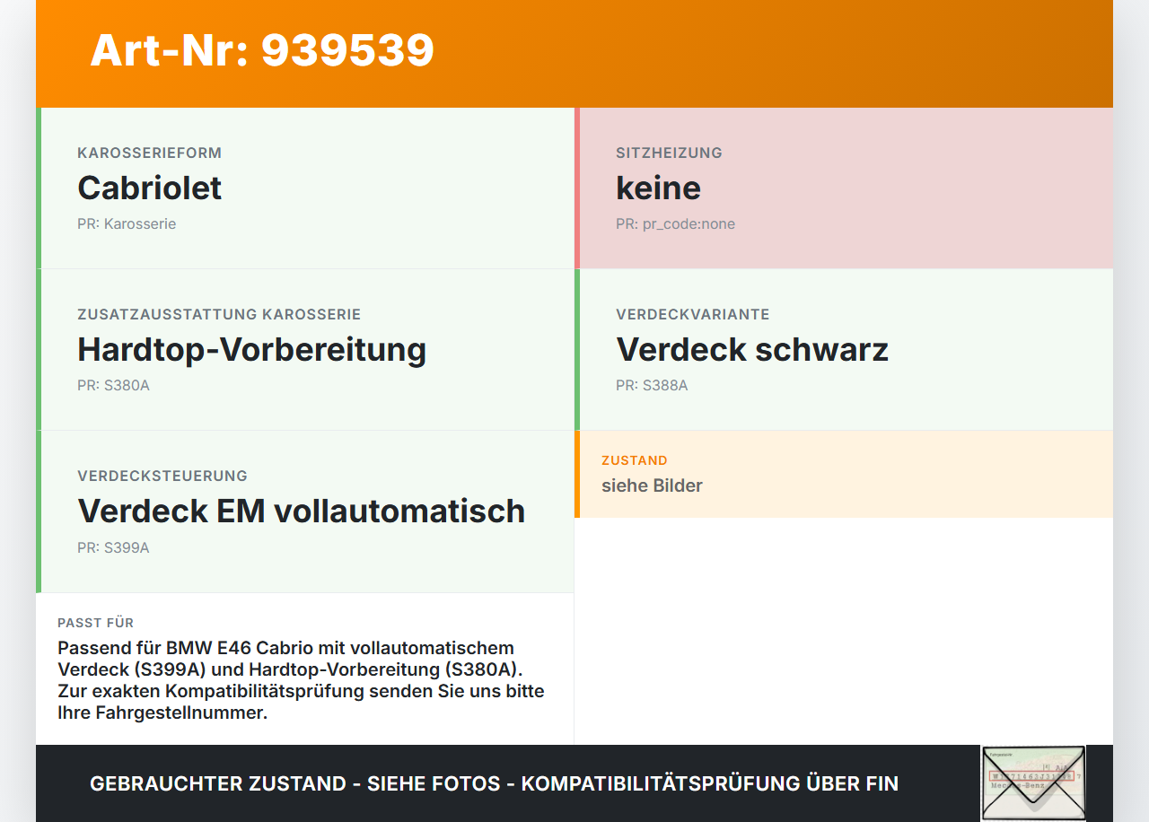 BMW E46 325CI 01-03 Cabriolet Kabelbaum für Heckscheibe Plus BMW E46 325CI 01-03 22.03.2001 712028 gebraucht Vorschau 3