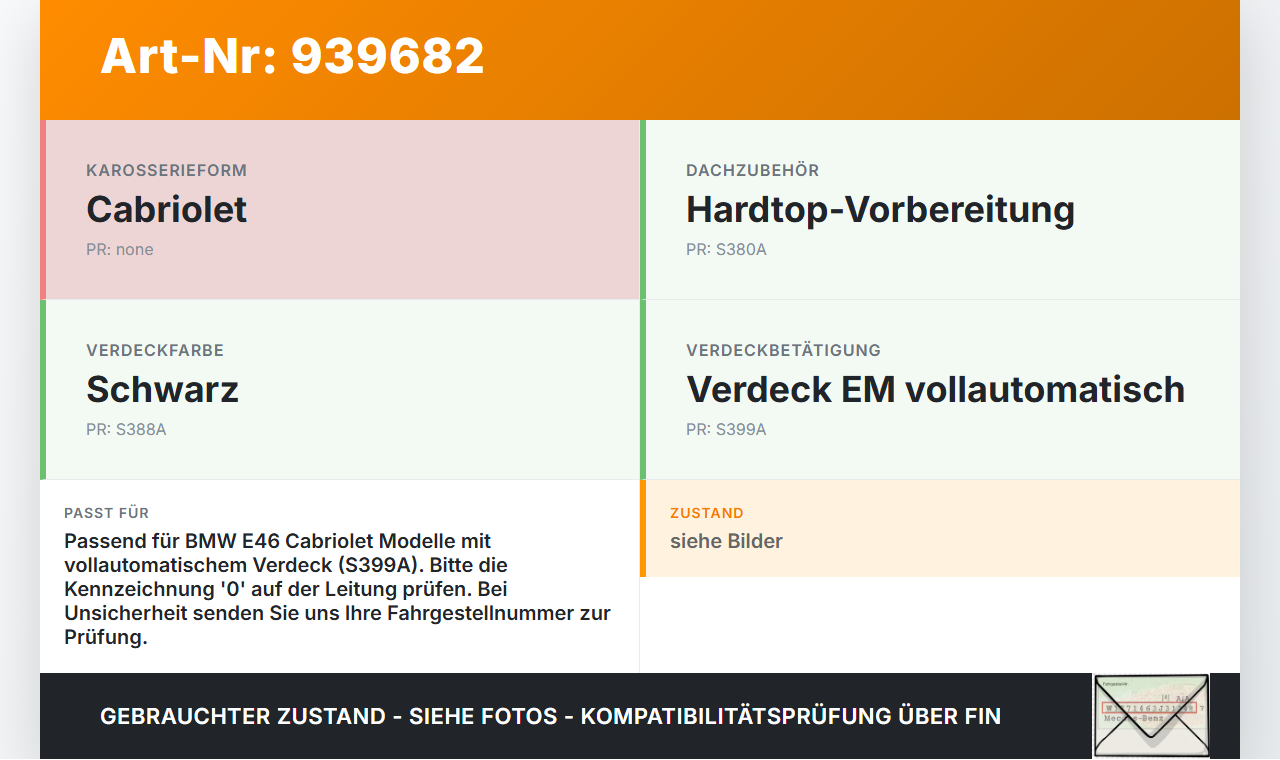 BMW E46 325CI 01-03 Cabriolet Hydraulik Schlauch Leitung 0 für Verdeck BMW E46 325CI 01-03 22.03.2001 gebraucht Vorschau 3