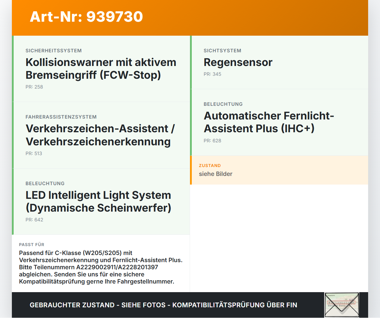 Mercedes S205 W205 14-18 CDI 2,2 100KW Kamera Frontkamera Sensor für Windschutzscheibe Mercedes S205 W205 14-18... Vorschau 3