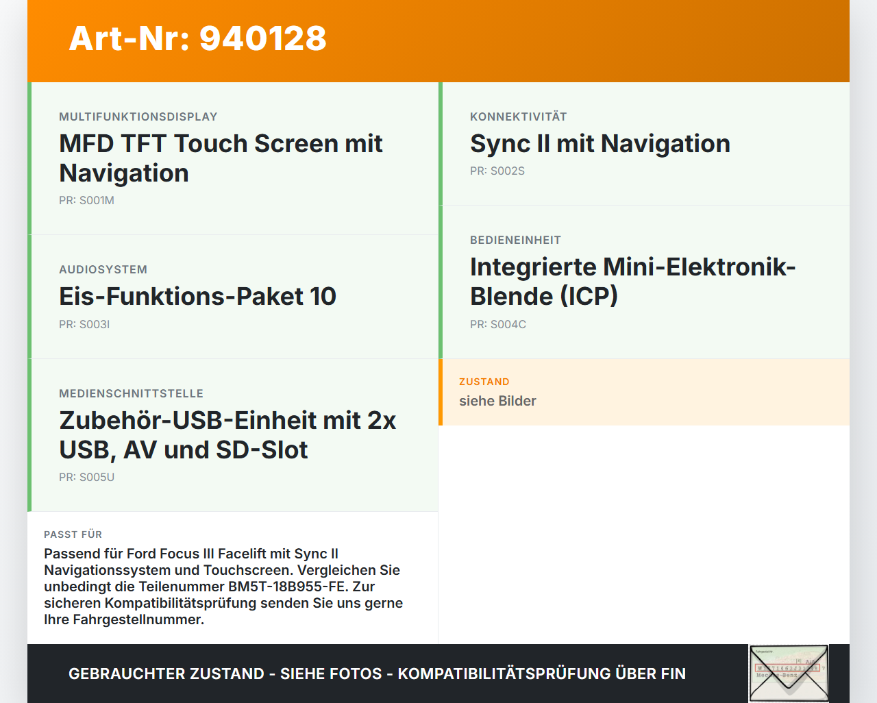 Ford Focus III 14-18 Bildschirm Display Monitor Ford Focus III 14-18 08.06.2015 BM5T-18B955-FE gebraucht Vorschau 3