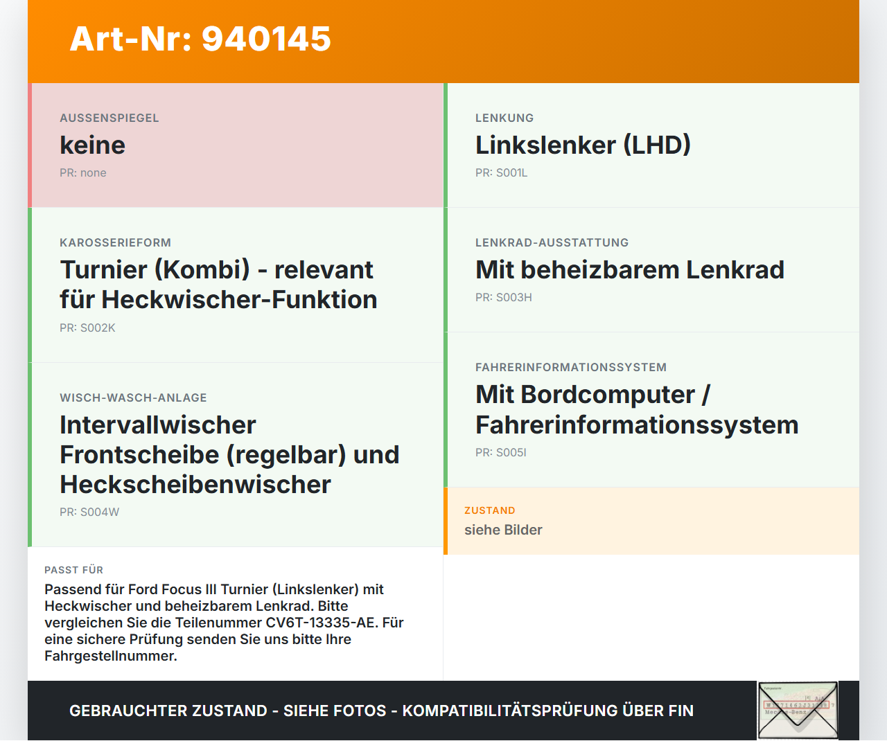 Ford Focus III 14-18 Blinkerschalter Lenkstockschalter Blinker Ford Focus III 14-18 08.06.2015 CV6T-13335-AE EB8FD... Vorschau 3