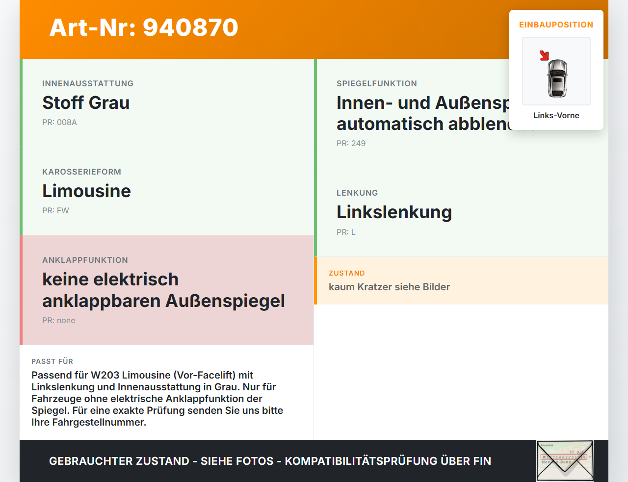 Mercedes W203 C220 01-04 Lim Fensterheberschalter Schalter Links Vorne Mercedes W203 C220 01-04 29.03.2003... Vorschau 3