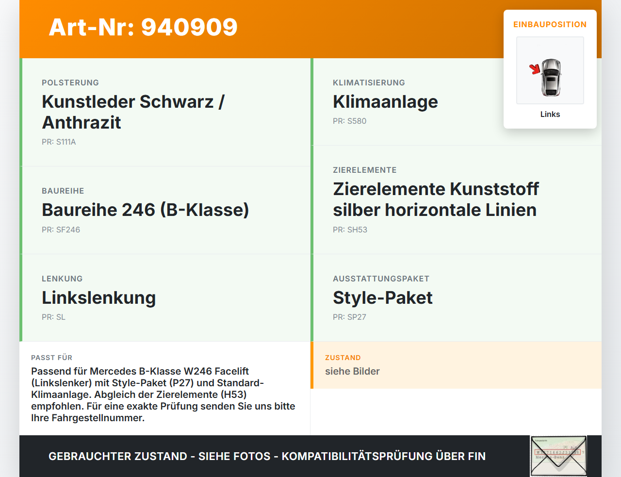 Mercedes W246 B180 14-18 Luftdusche Luftdüse Mitte Links Mercedes W246 B180 14-18 22.11.2016 A2468304100 gebraucht Vorschau 3
