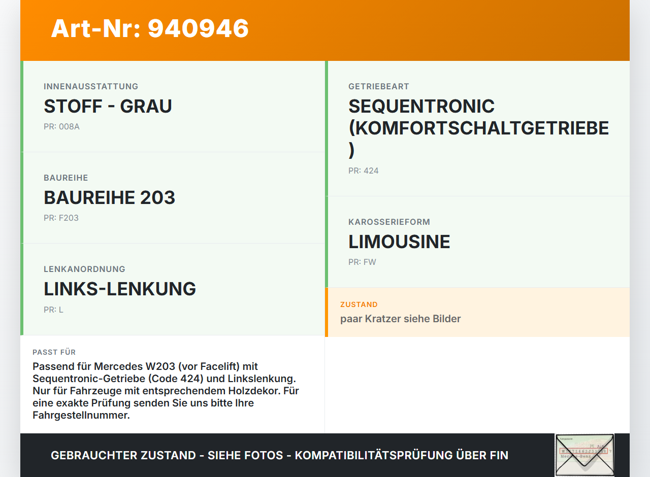 Mercedes W203 C220 01-04 Blende Einbaurahmen f Schaltkulisse Holzdekor Mercedes W203 C220 01-04 29.03.2003... Vorschau 3