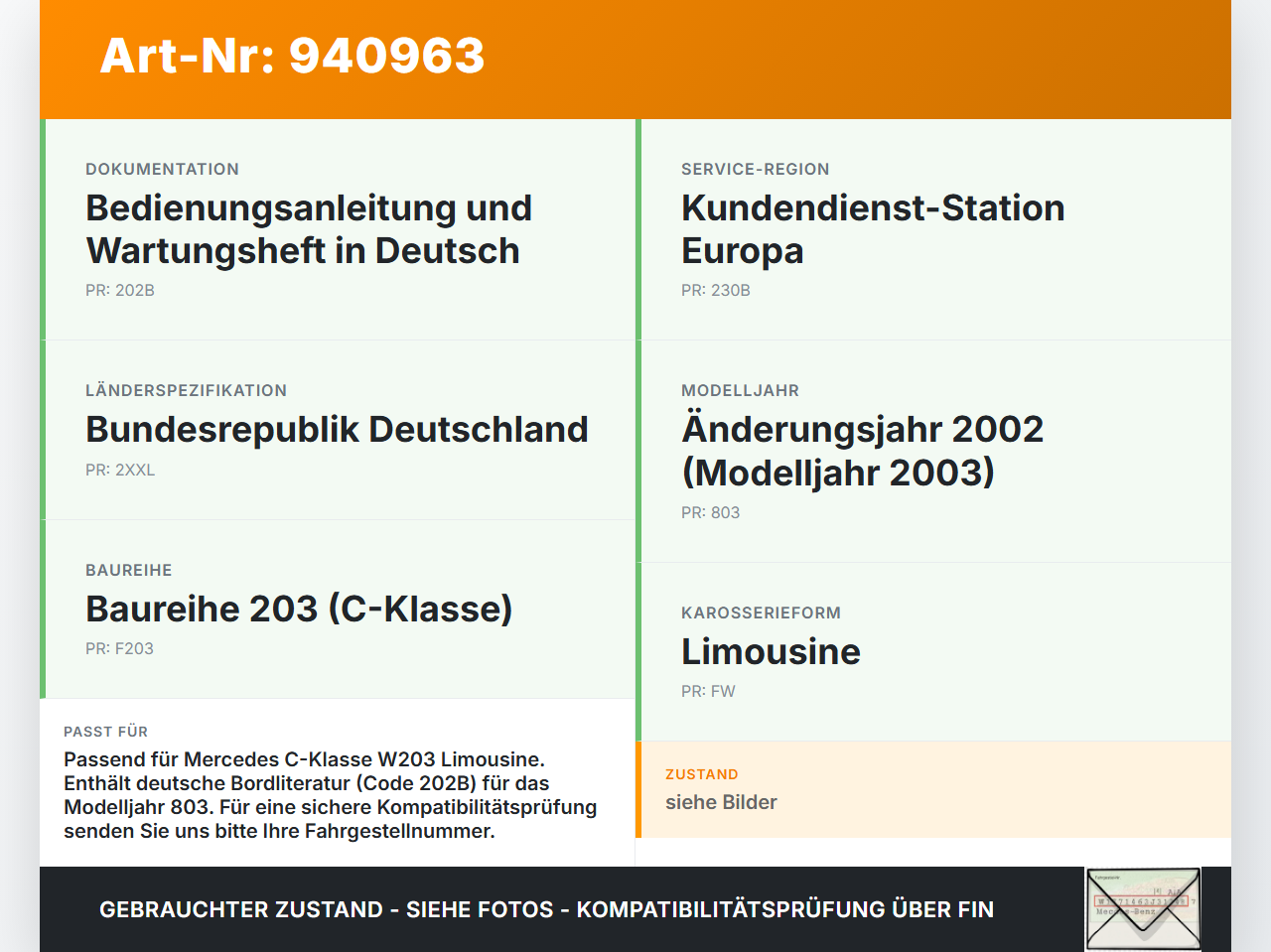 Mercedes W203 C220 01-04 Serviceheft Betriebsanleitung Anleitung Bordmappe Mercedes W203 C220 01-04 29.03.2003... Vorschau 3
