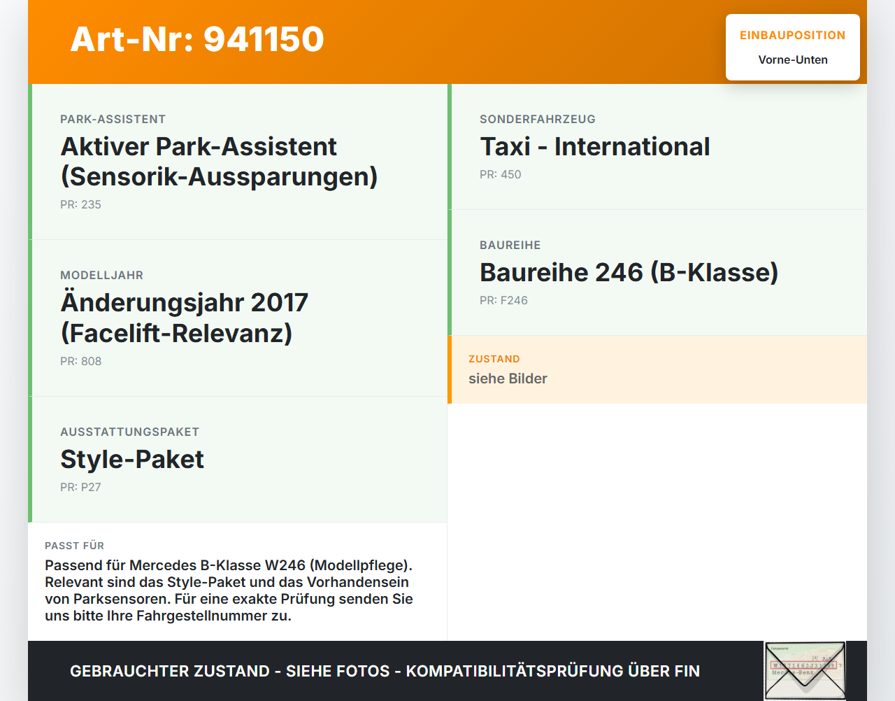 Mercedes W246 B180 14-18 Träger Pralldämpfer für Stoßstange Vorne Unten Mercedes W246 B180 14-18 22.11.2016 gebraucht Vorschau 3