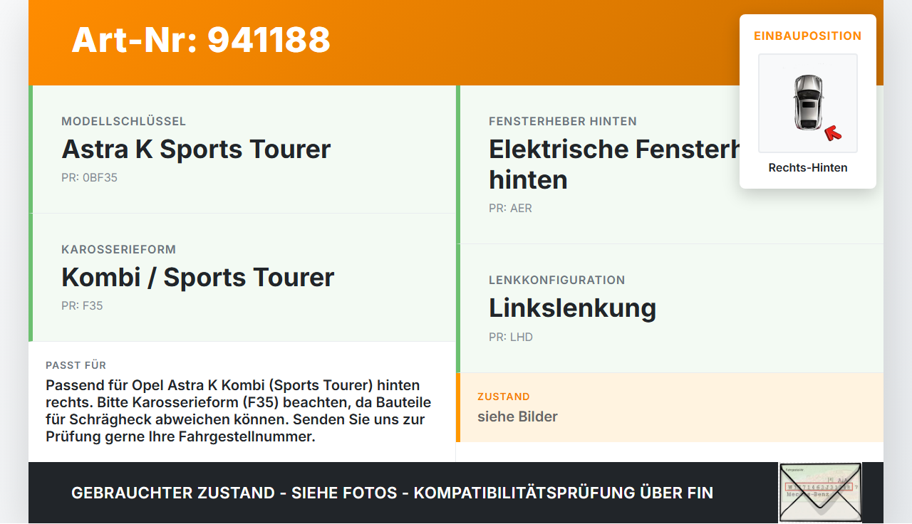 Opel Astra K 15-21 Kombi Türfangband Rechts Hinten Opel Astra K 15-21 04.11.2019 gebraucht Vorschau 3