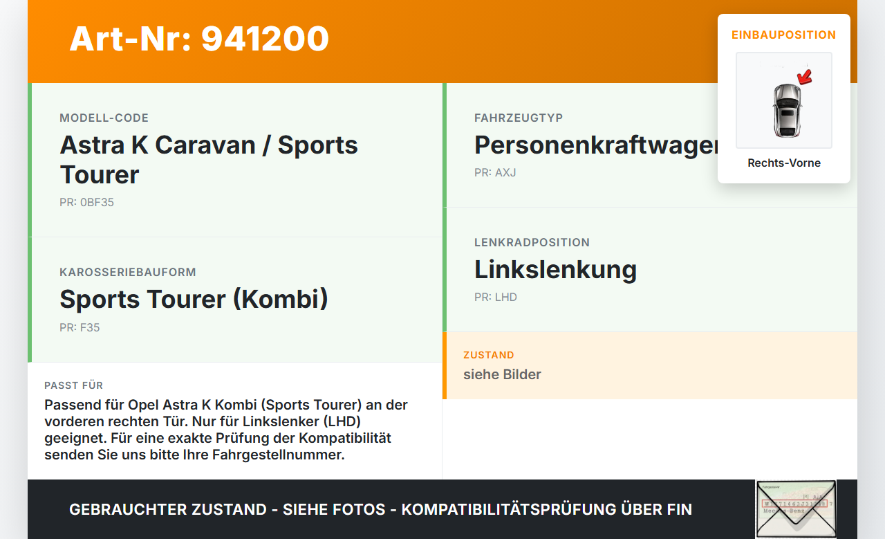 Opel Astra K 15-21 Kombi Türfangband Türbremse Türanschlag Rechts Vorne Opel Astra K 15-21 04.11.2019 gebraucht Vorschau 3